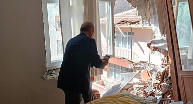 YIKILAN BİNADA HASAR TESPİT ÇALIŞMALARI BAŞLADI