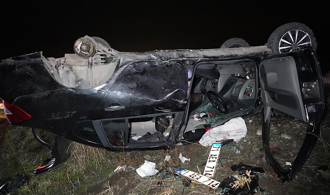 virajda takla atan otomobil hurdaya döndü